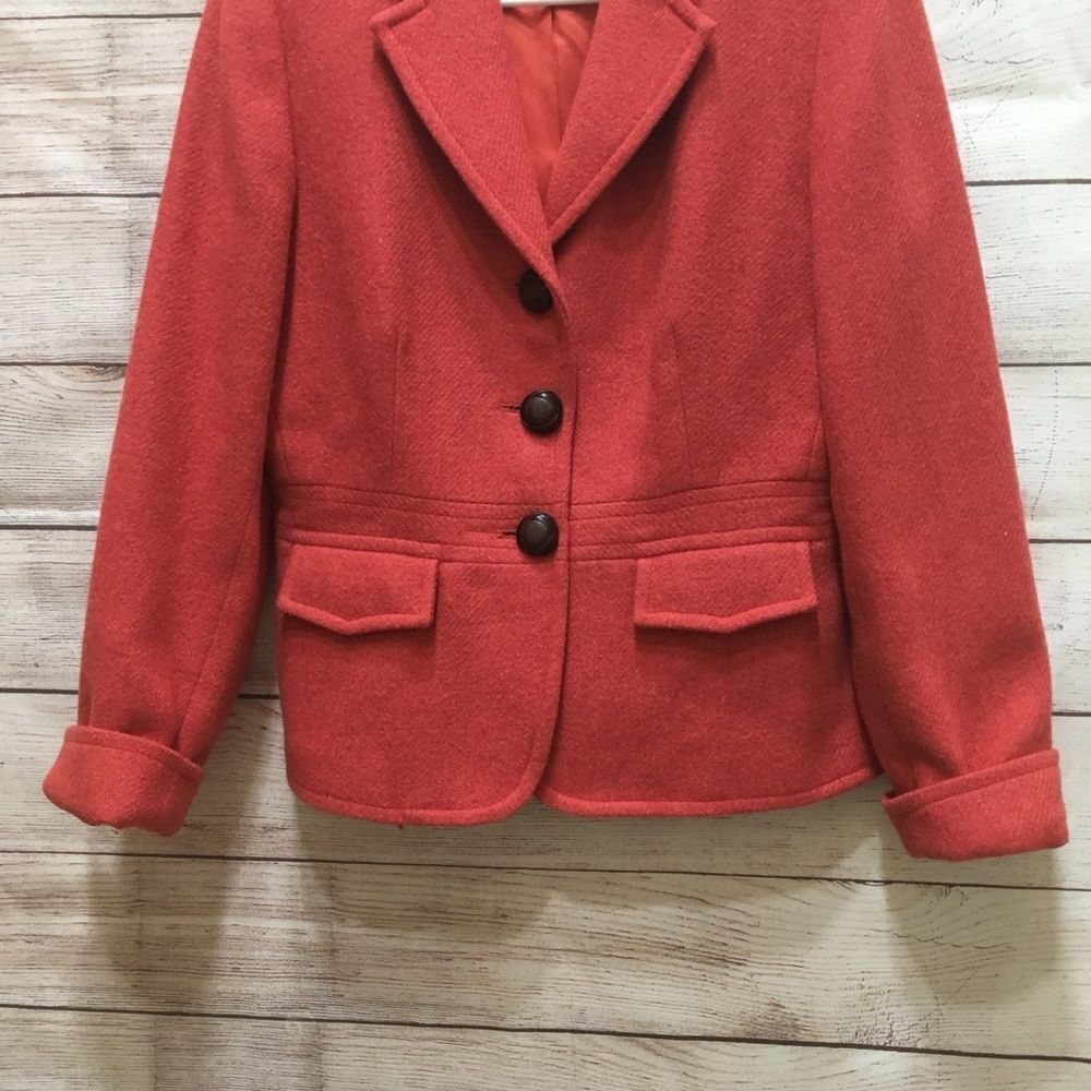 EXCELLENT CONDITION HAROLD’S WOOL BLAZER IN DEEP‎ CORAL - Picture 3 of 5